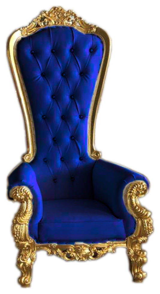 Infinity 70.87 quotGold Framed Blue Velvet High Back Chair   Victorian   Armchairs And Accent Chairs   by Infinity Furniture  Houzz