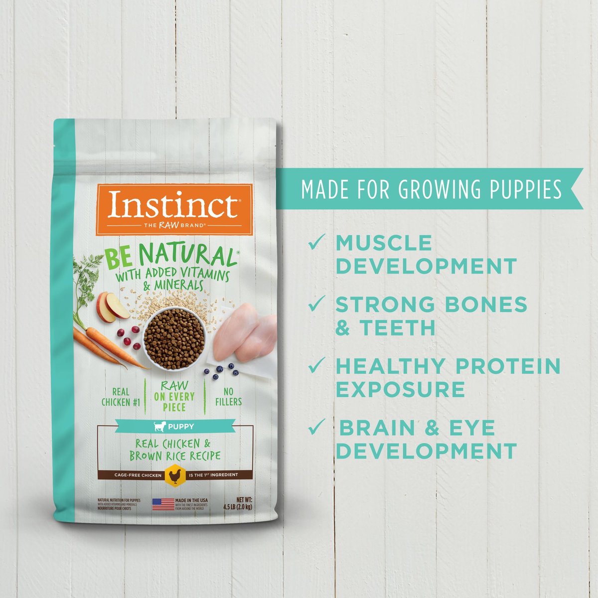 Instinct Be Natural Puppy Real Chicken and Brown Rice Recipe Freeze-Dried Raw Coated Dry Dog Food