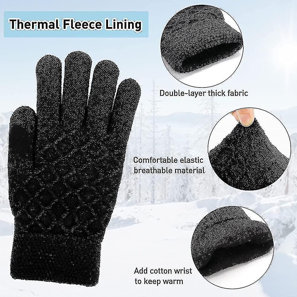 Winter Knit Warm Gloves - Touch Screen Gloves Thermal Gloves With Soft Lining