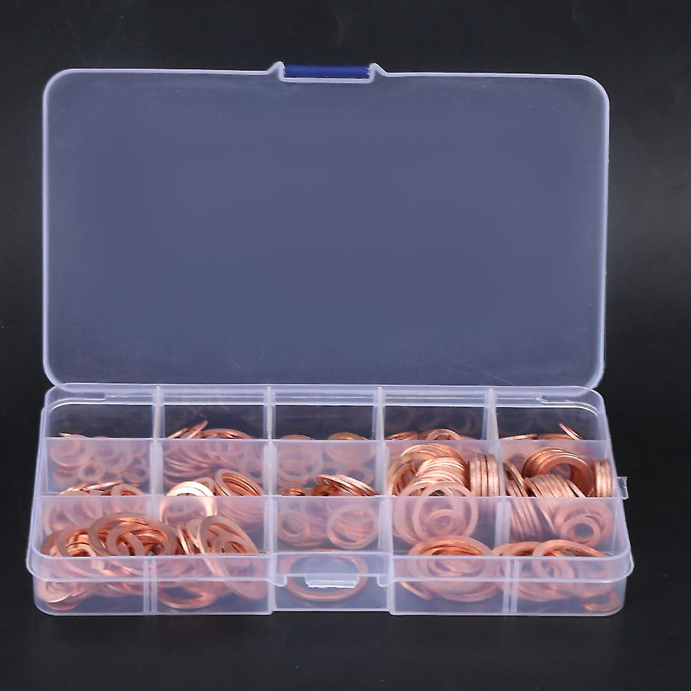 200/280 Pcs Copper Washers Engine Flat Rings Gasket Fastener Metric Sealing Washer Assortment Set [280pcs]