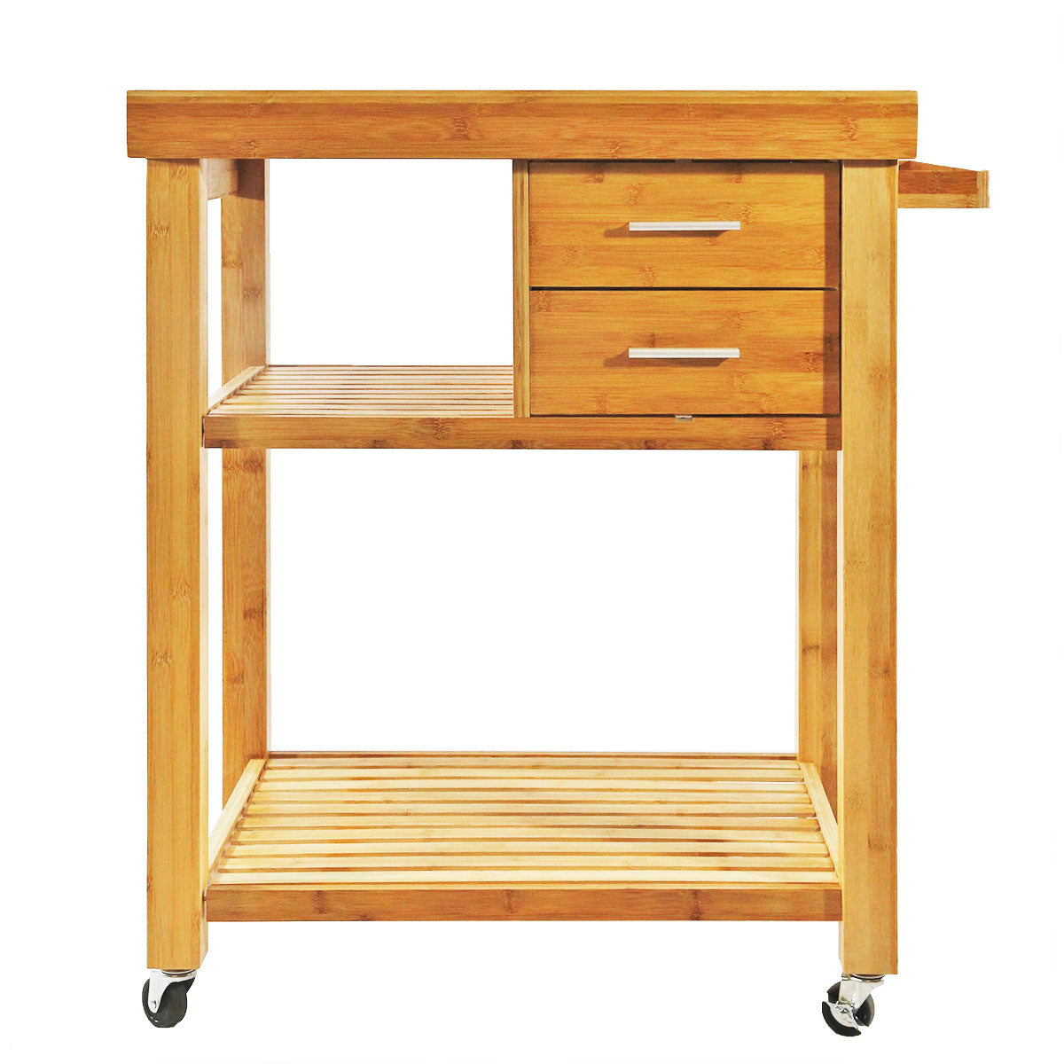 Home Aesthetics Rolling Bamboo Kitchen Island Cart Food Prep Trolley， with Towel