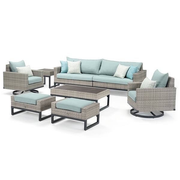 Milo Gray 8 Piece Sunbrella Outdoor Patio Motion Seating Set