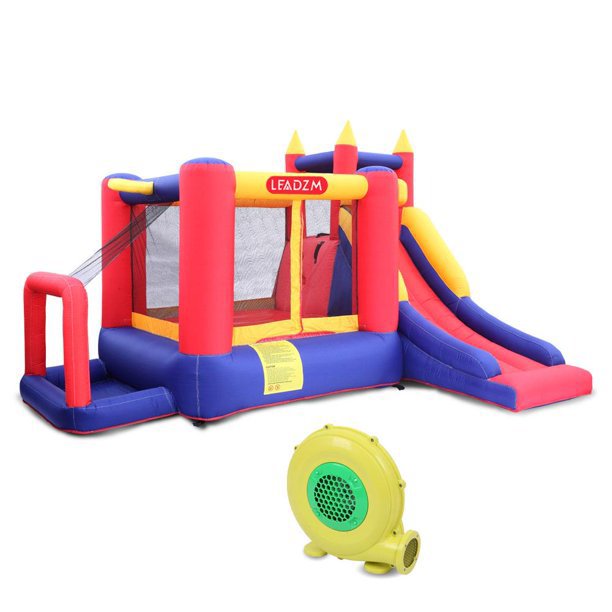 Children's outdoor bouncy castle, inflatable bounce house, 420D Oxford cloth + coating scraping surface (including fan)