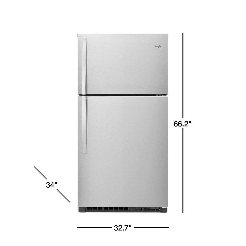 Whirlpool 21.3 cu. ft. Top Freezer Refrigerator in Monochromatic Stainless Steel WRT541SZDM