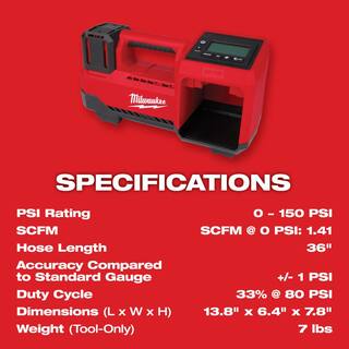 MW M18 18-Volt Lithium-Ion Cordless Electric Portable Inflator (Tool-Only) 2848-20