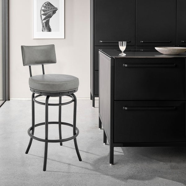 Rees Modern Swivel Counter/Bar Stool in Faux Leather and Metal