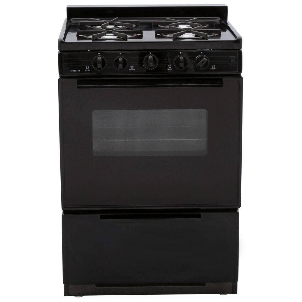 Premier 24 in. 2.97 cu. ft. Freestanding Gas Range in Black SCK3XRBP