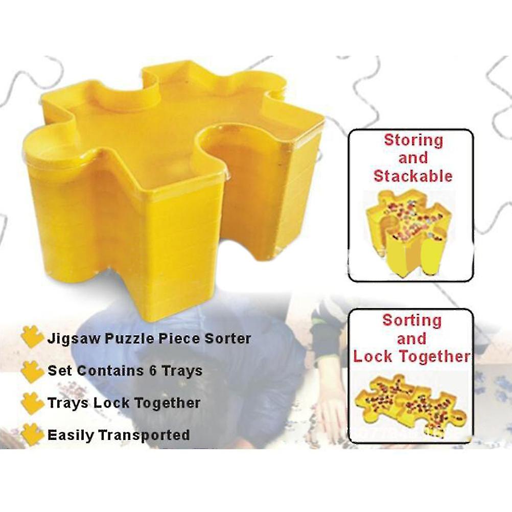 6 pcs Stackable Puzzle Sorting Trays with 1 pcs Clear Lid Plastic Jigsaw Puzzle Sorters Trays Storage Box