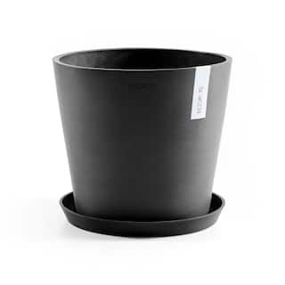 O ECOPOTS BY TPC Amsterdam 10 in. Dark Grey Premium Sustainable Planter ( with Saucer) AMS.25.DG