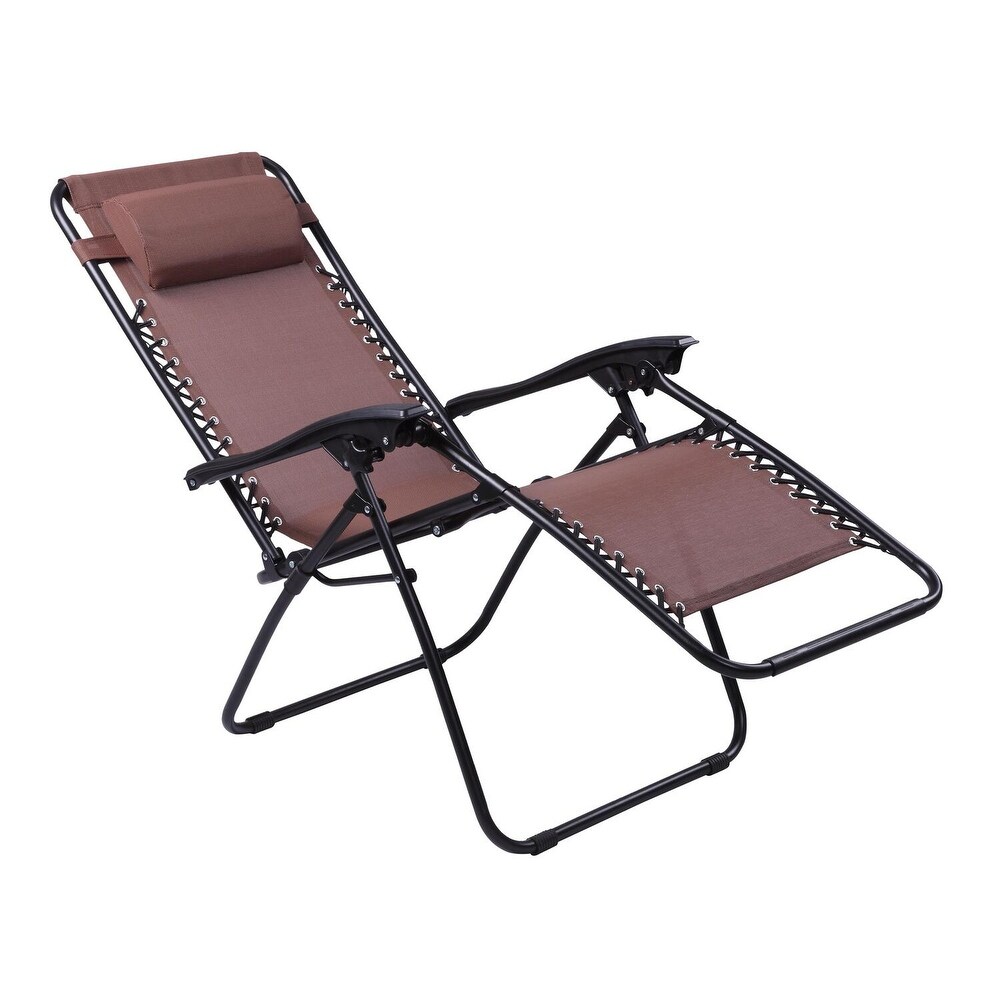 Zero Gravity Lounge Chairs Set of 2  Outdoor Patio Camping Reclining Lawn Chairs with Armrest  Headrest