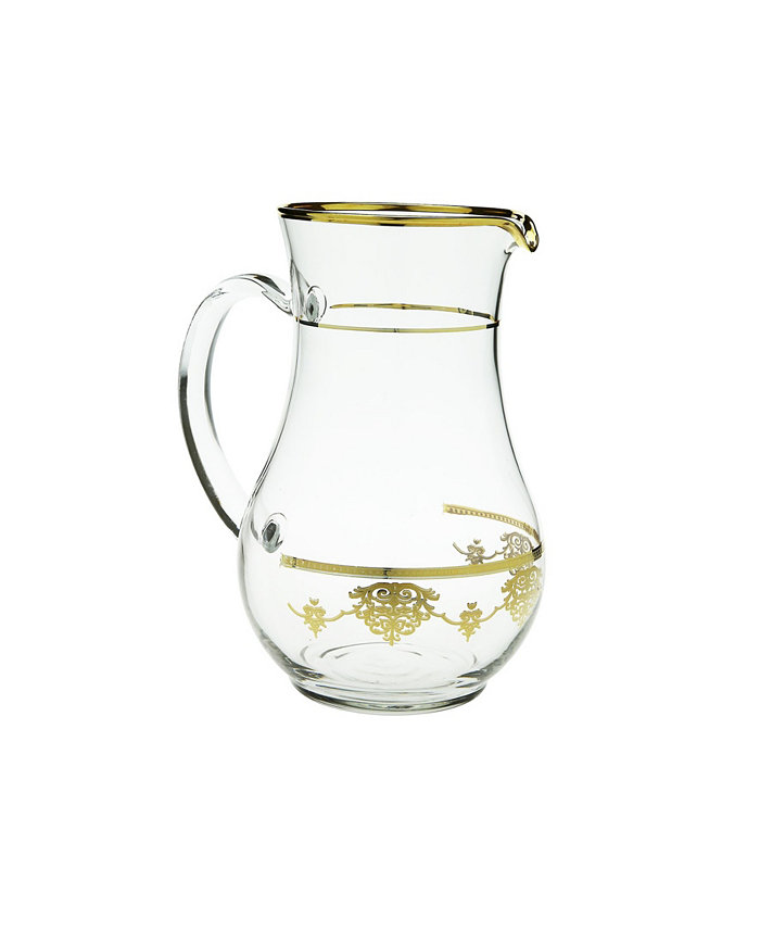 Classic Touch Glass Water Pitcher with 14K Gold Design