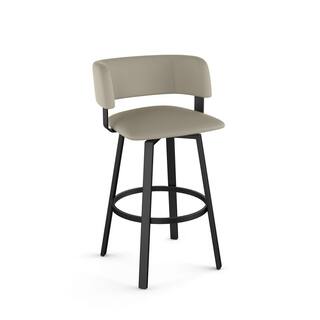 Amisco Stinson 26 in. Greige LeatherBlack Metal Counter Stool 41545-26WE1B25GTF4