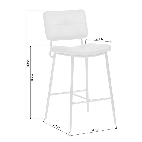 Counter Bar Stools with Metal Legs(Set of 2)， PU Leather