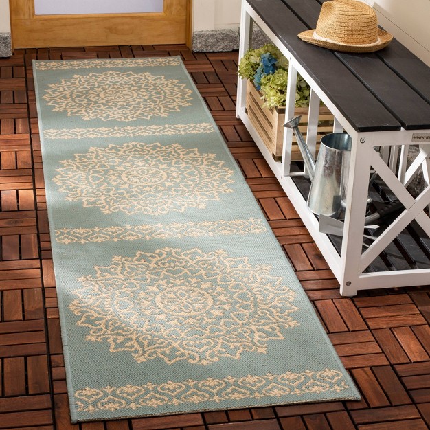 Safavieh 2 x27 x8 x27 Ginna Outdoor Rug Cream aqua