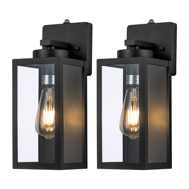 C Cattleya 2 Pack Matte Black Outdoor Wall Lights With Dusk To Dawn Sensor