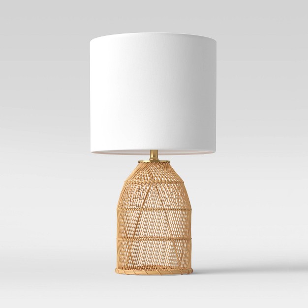 Rattan Diagonal Weave Table Lamp Tan