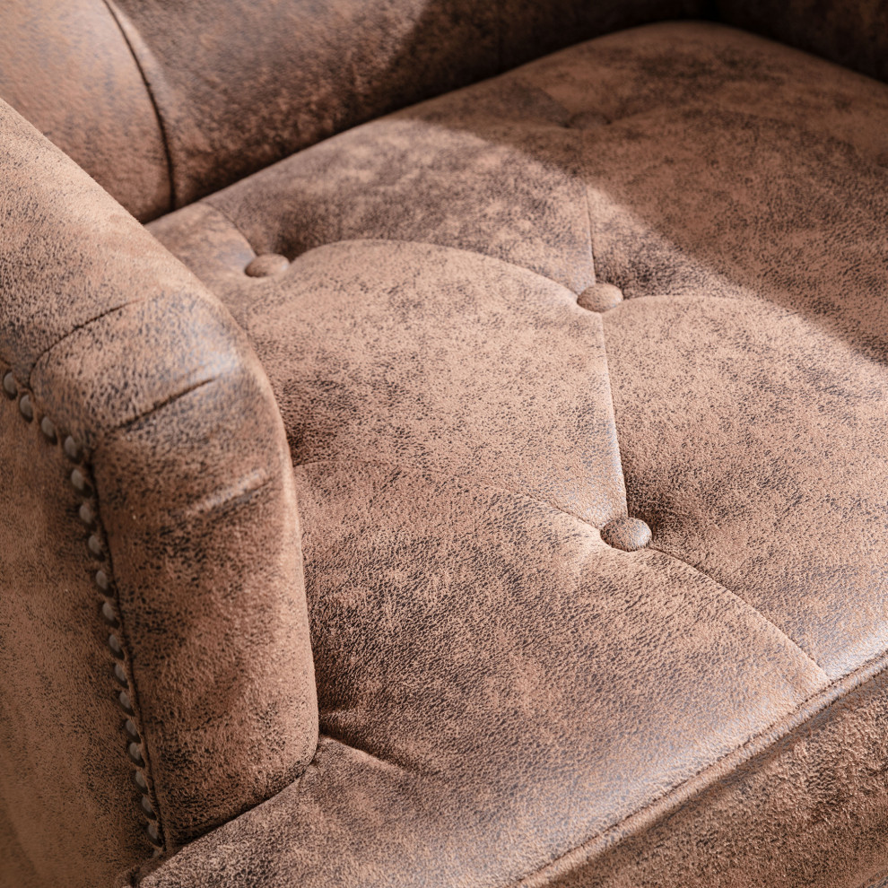 Living Leisure Upholstered Fabric Club Chair Antique Brown   Traditional   Armchairs And Accent Chairs   by Forest Grass  Houzz