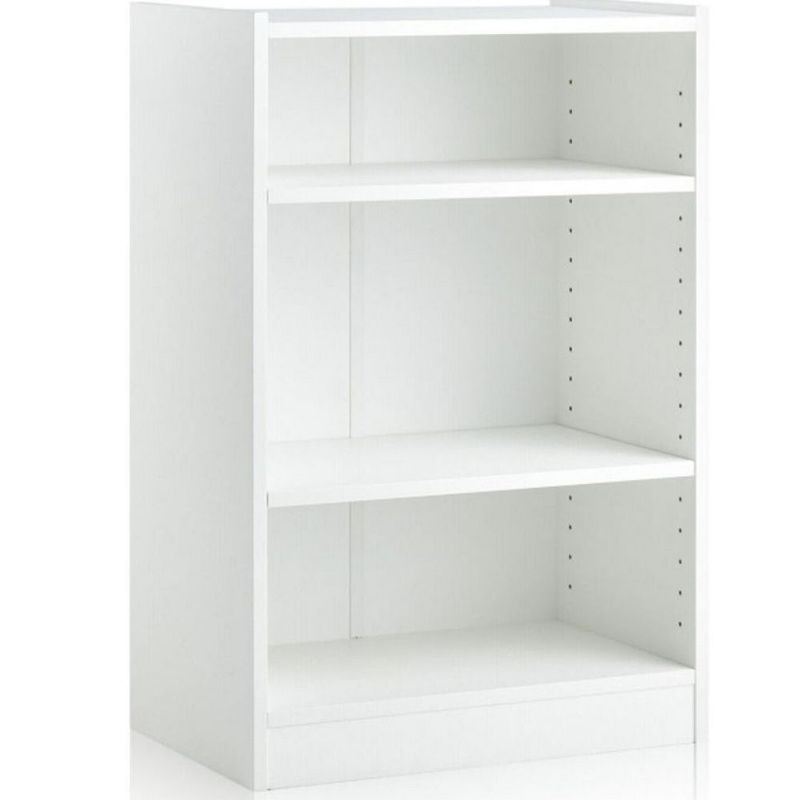 Hivago 3-Tier Bookcase Open Display Rack Cabinet with Adjustable Shelves-White