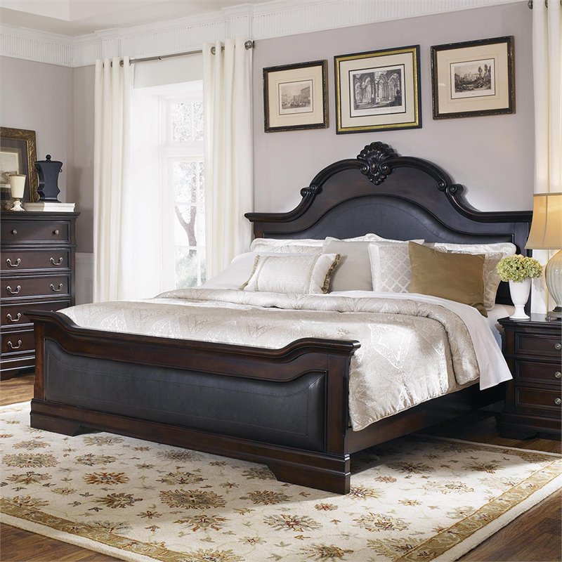 Bowery Hill Faux Leather Queen Platform Bed in Cappuccino