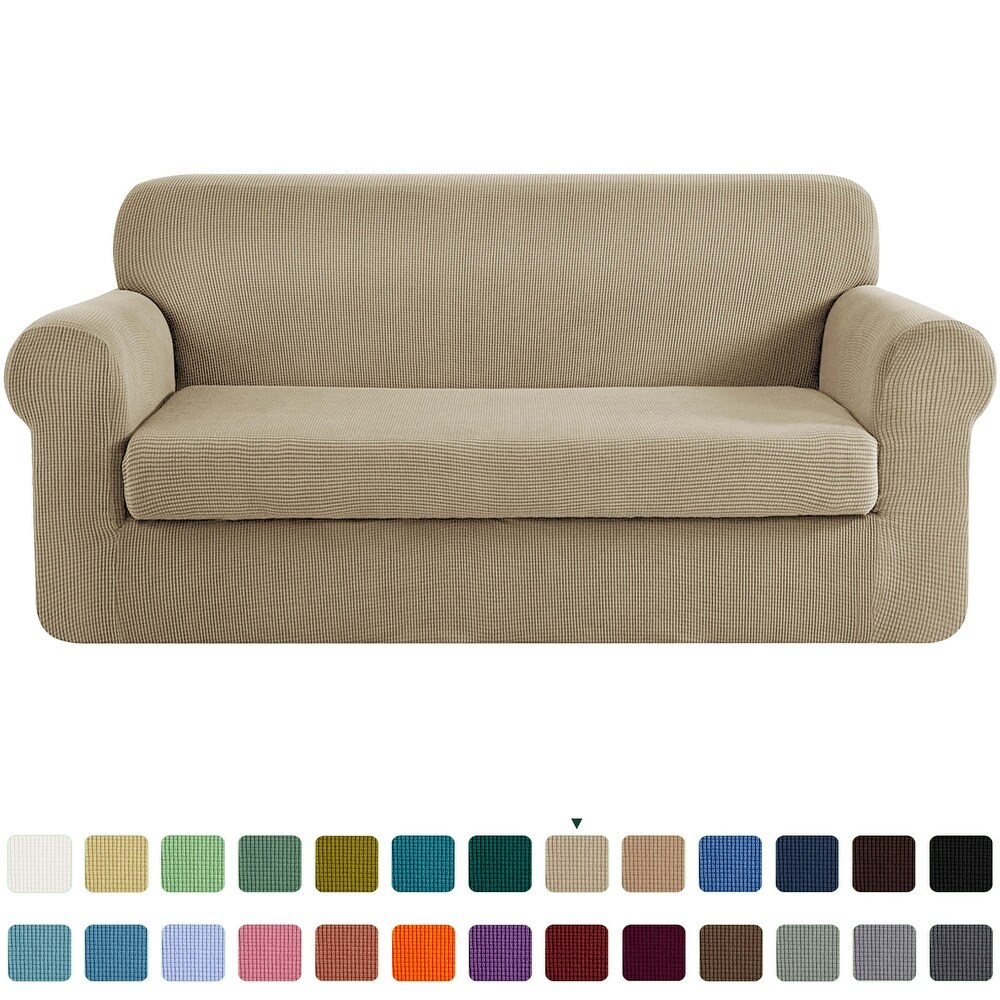 CHUN YI 2 Piece Stretch Loveseat Slipcover Checks Couch Cover
