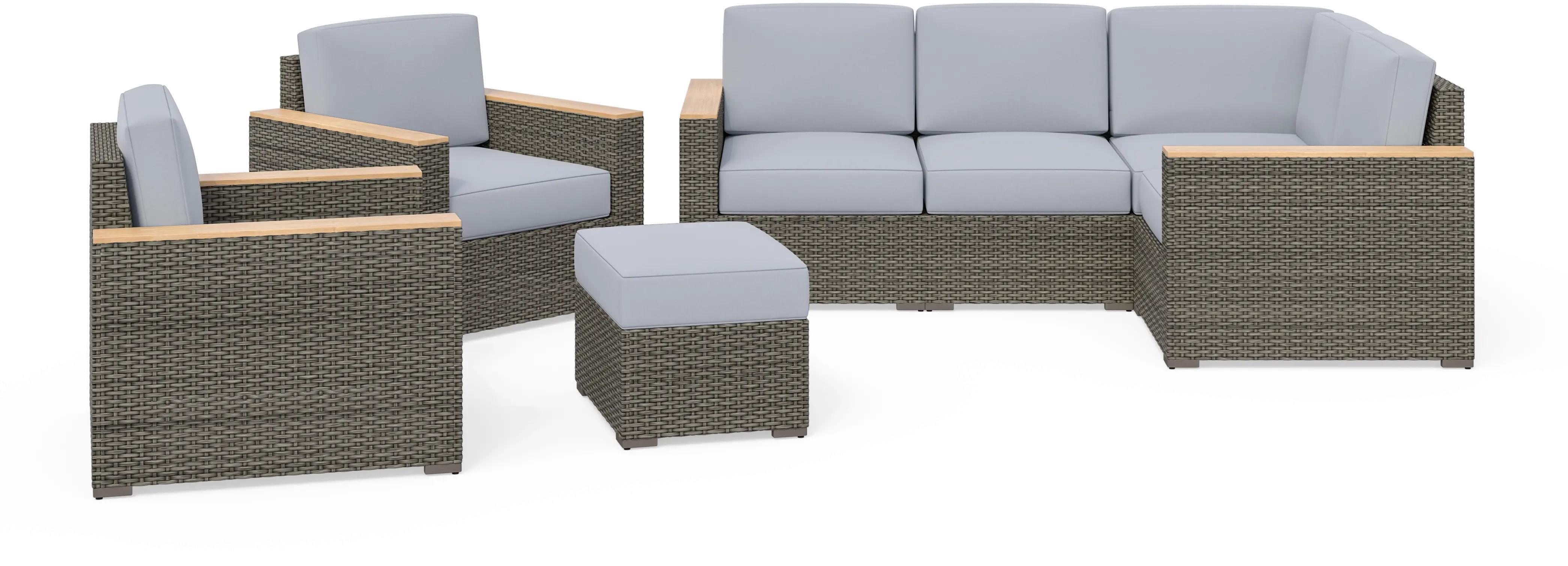 Boca Raton Gray Outdoor 4 Seat Sectional with Armchair Set