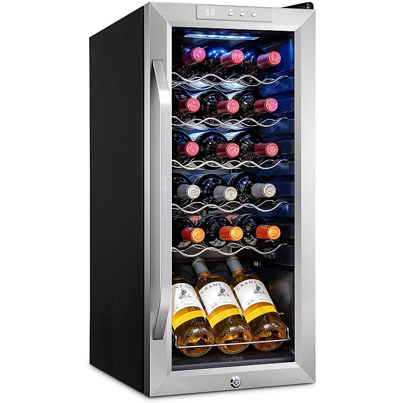 Ivation 18-Bottle Wine Cooler， Freestanding Wine Fridge with Lock