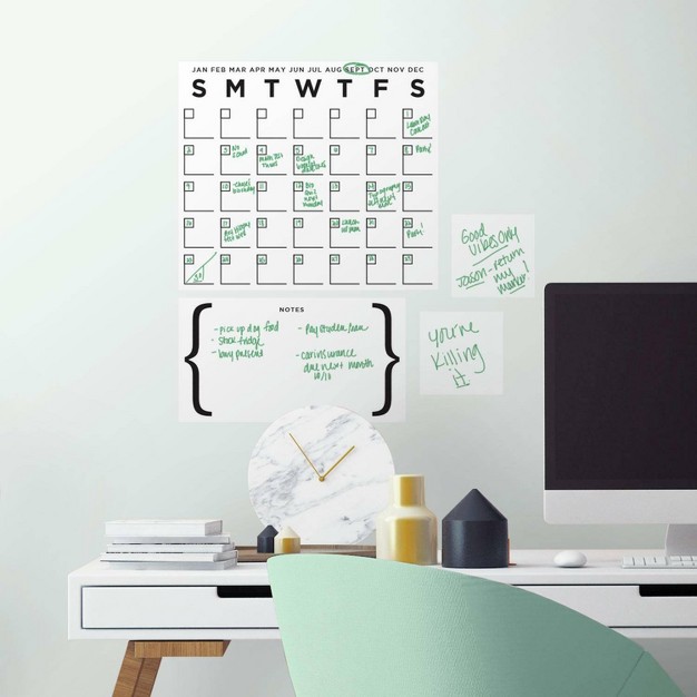 Dry Erase Calendar Peel And Stick Giant Wall Decal Set White black Roommates