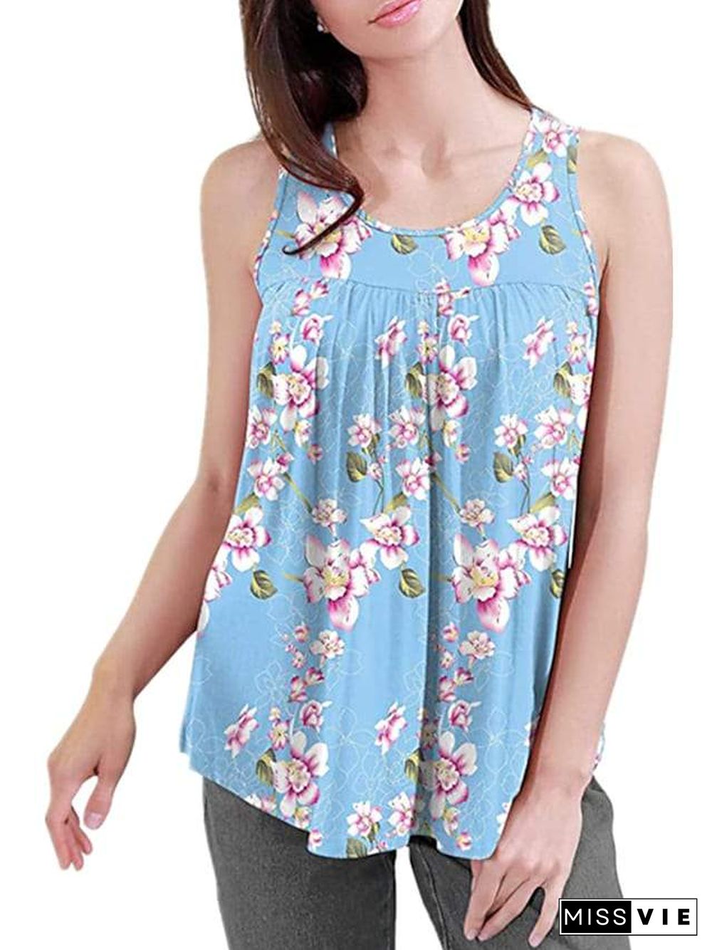 Women's Tank Top Graphic Print U Neck Tops Basic Basic Top White Blue Wine