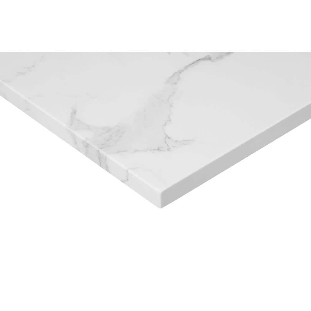 Home Decorators Collection 37 in W x 22 in D x 075 in H Engineered Marble Vanity Top in Calacatta White with White Basin