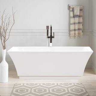 Vanity Art Strasbourg 59 in. Acrylic Flatbottom Freestanding Bathtub in White VA6817