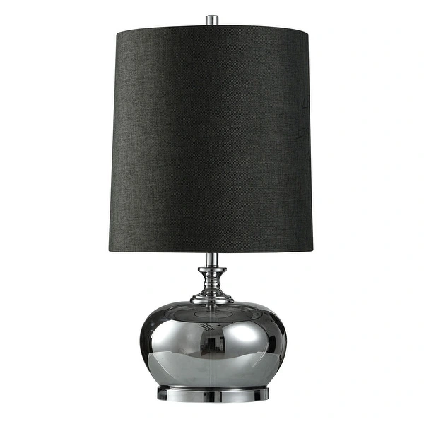 Plummit Silver Table Lamp - Silver Smoked Glass And Pewter Accents With Cylinder Shade