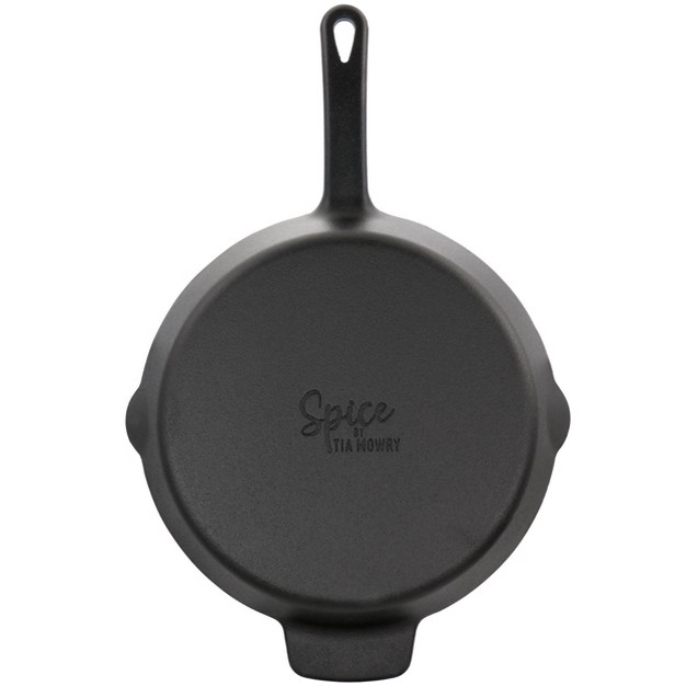 Spice By Tia Mowry Savory Saffron 12 Inch Cast Iron Skillet With Pouring Spouts