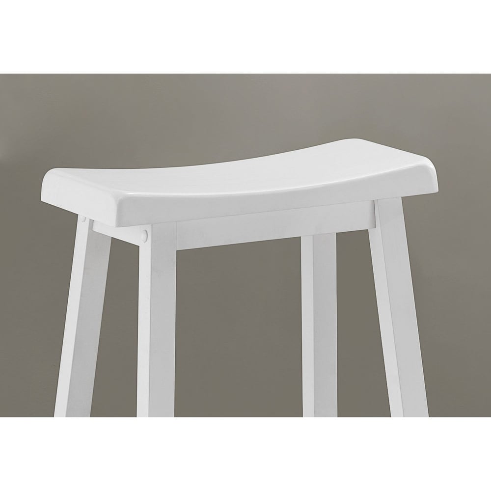 Set of 2 White Traditional Barstools with Saddle Seat 29\