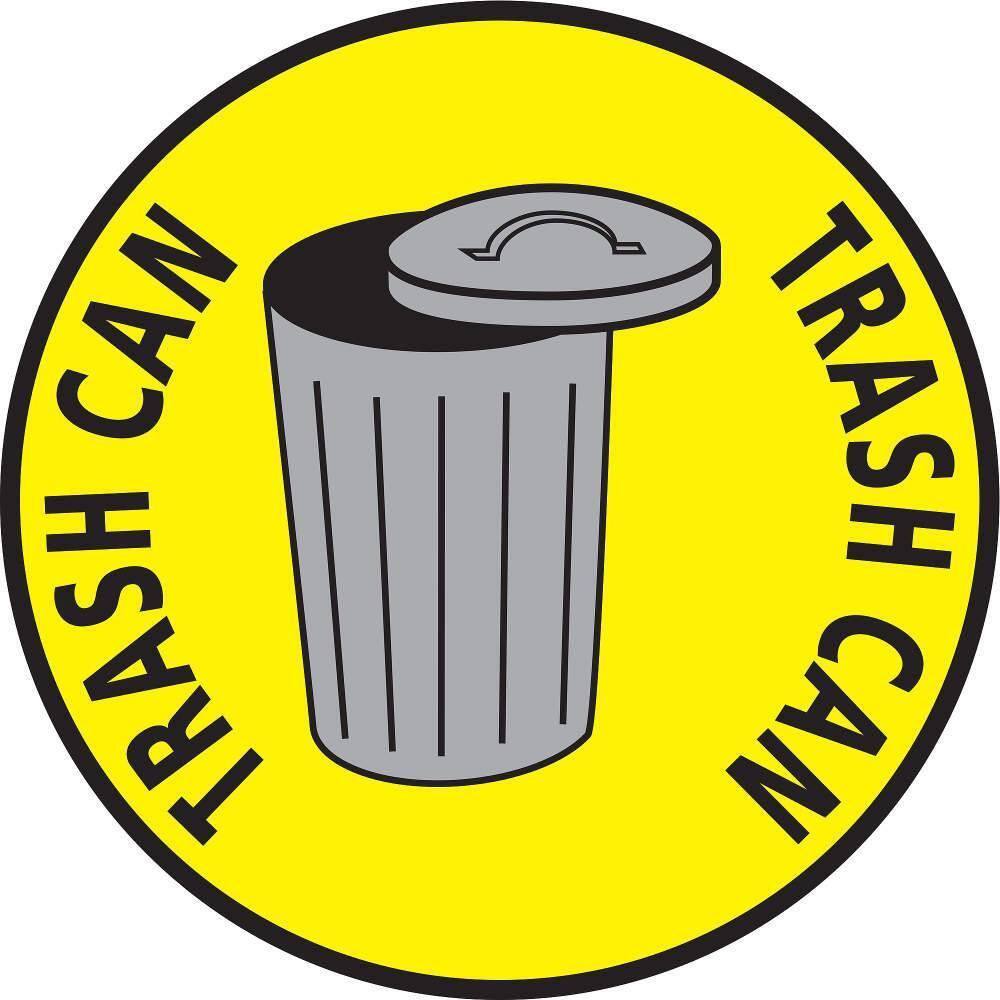 Mighty Line 16 in. Yellow Trash Can Floor Sign TC16YB-1