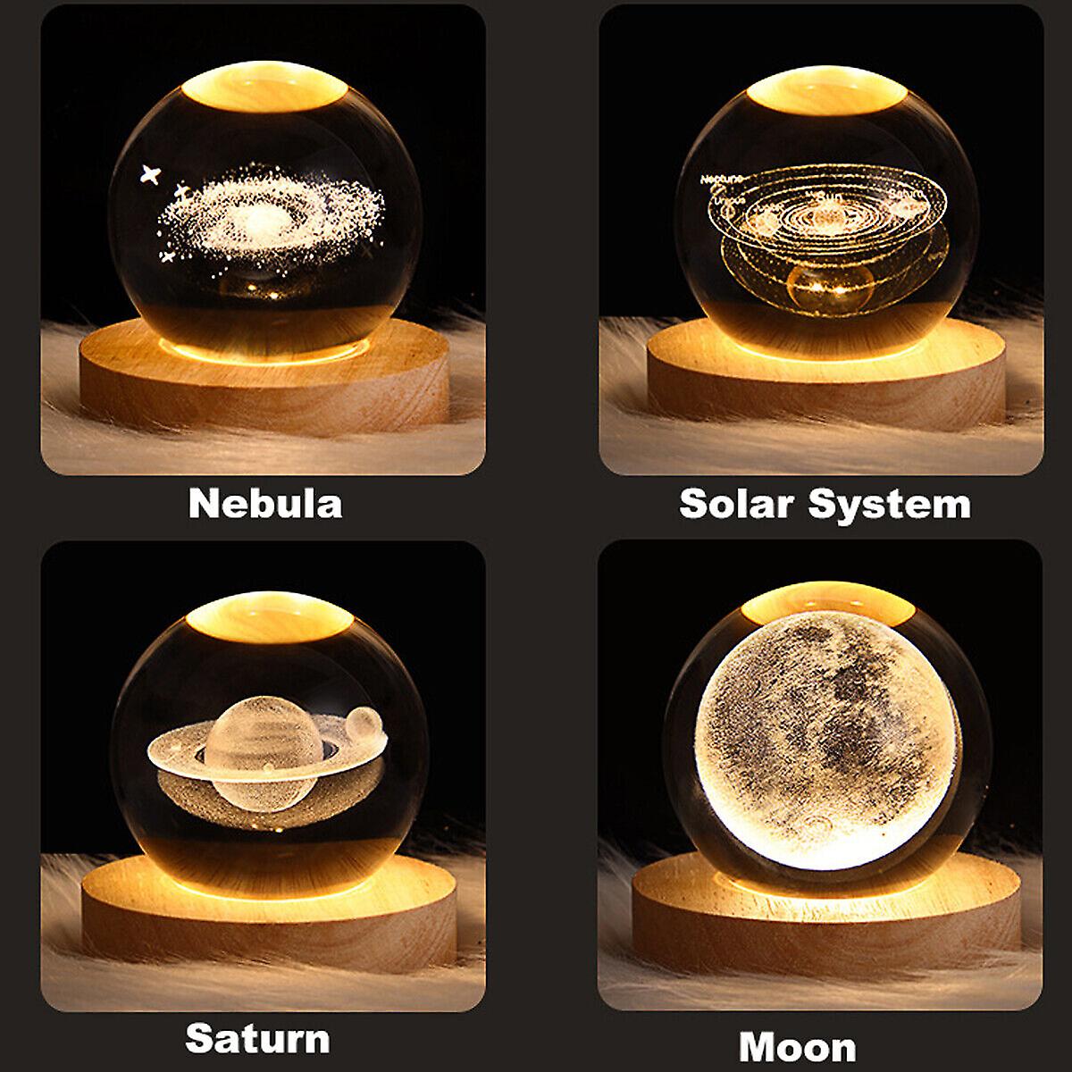 3d Crystal Ball Moon Planet Globe Table Lamp Usb Led Night Light Home Decor Gift W12412836