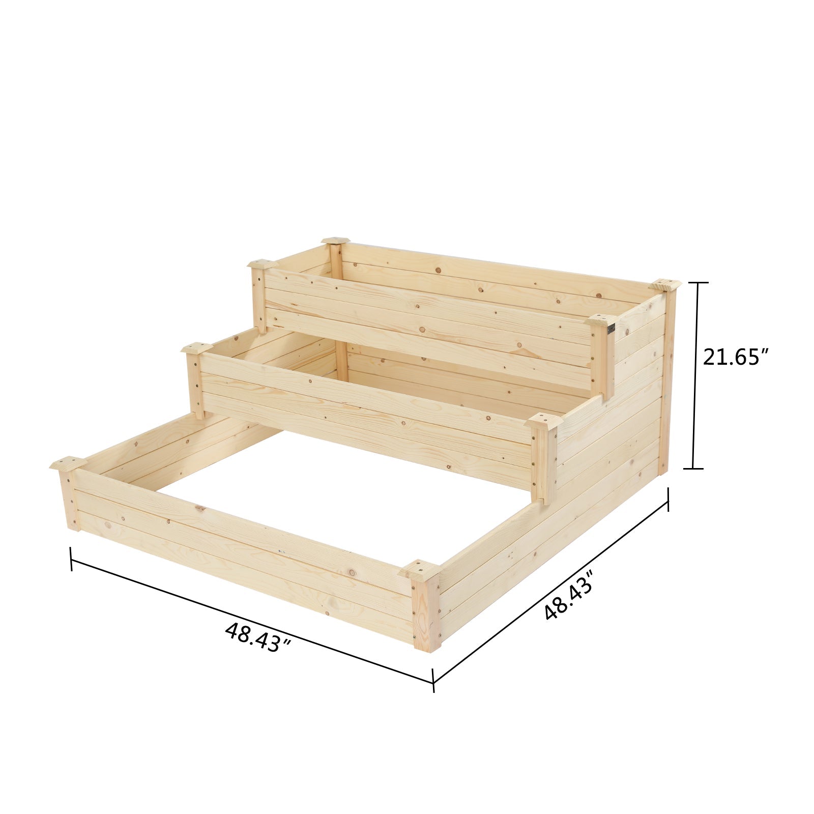 Herbs Raised Garden Bed, Outdoor 3-Tier 4 x 4 FT Tiered Design Wood Planter Bed Flower Box Kit, Elevated Flower Planter Box Kit for Vegetables Fruits Herb Grow Yard Gardening, Natural, SS2442