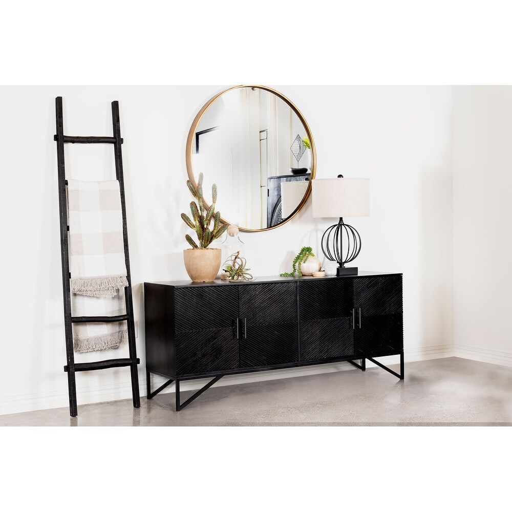 Coaster Furniture Riddell 4 door Accent Cabinet Black   71.00'' x 18.00'' x 30.00''