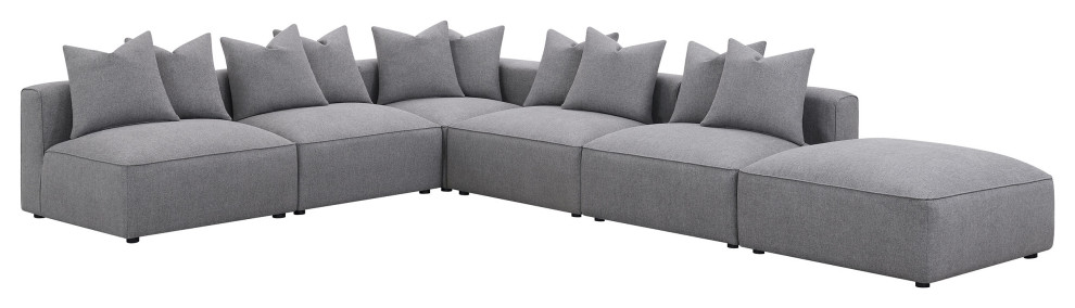 Jennifer Square Upholstered Ottoman Grey   Modern   Footstools And Ottomans   by Modon  Houzz