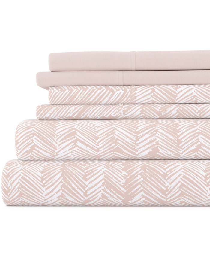 Kaycie Gray Herringbone Easy Care 6-Pc. Sheet Set， Twin