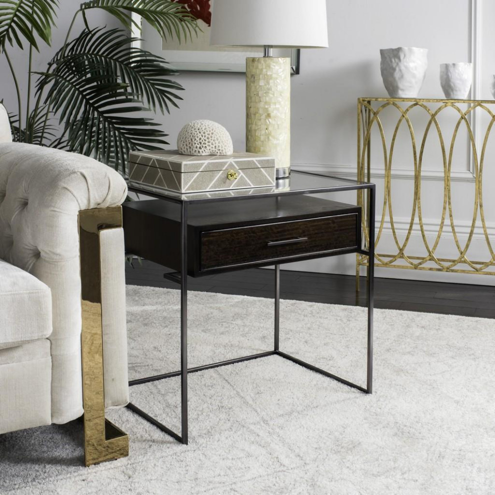 Lamar Glass Side Table   Transitional   Side Tables And End Tables   by Rustic Home Furniture Deco  Houzz
