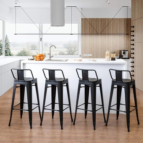 Bar Stools Set of 4，Counter Height Barstools Metal Bar Stools