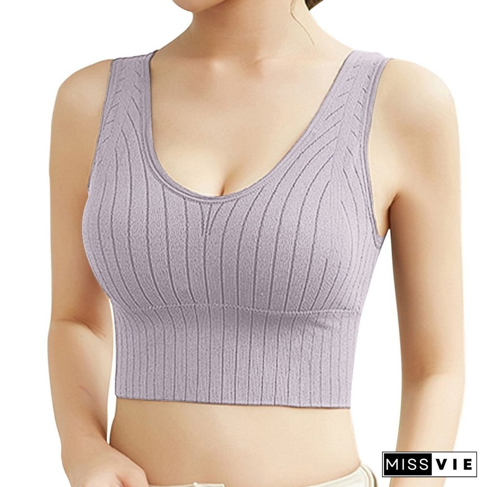 Womens Bra Underwear Seamless Womens Camisole Detachable Cup Padded Underwear Bras Sexy Sleeveless Sports Top Camisole