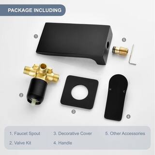 FLG Single-Handle Wall-Mount Roman Tub Faucet Brass Waterfall Tub Filler in Matte Black SS-0081-MB