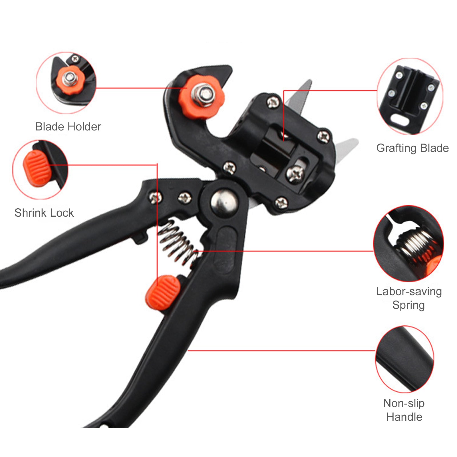 Tomfoto Professional Grafting Tools Grafter Pruner Kit Garden Fruit Tree Pruning Grafting Shears 2 in 1 Scissors Cutting Tool Kit Set with Replaceable