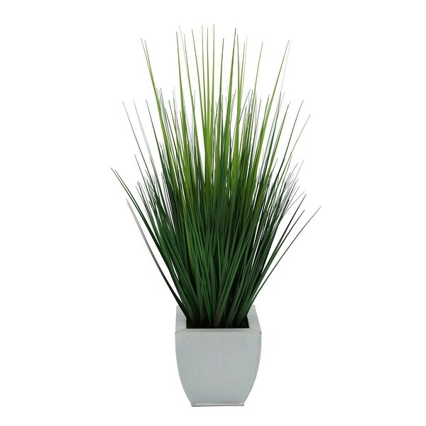 Faux PVC Grass in Tapered Zinc Planter