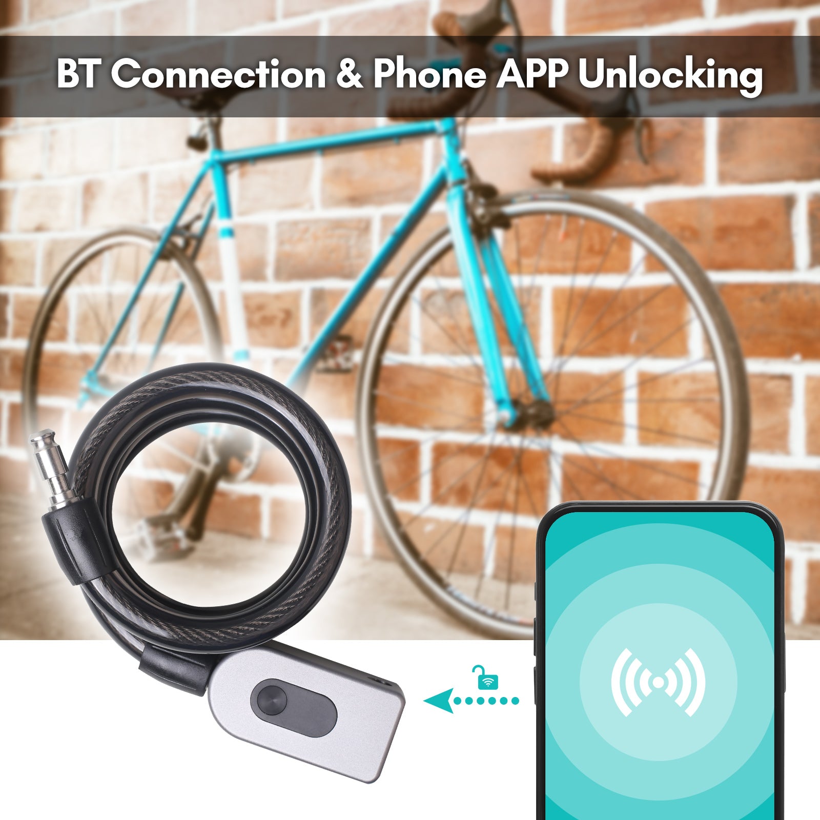 Gecheer -theft Bike Lock Cable Combination  Lock  Connection Phone APP Control Keyless  Cable Lock IP66 Waterproof Built-in Battery for Bike Motorcycle Door