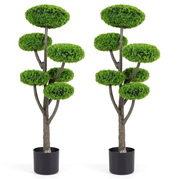 Costway 1/2/ PCS Artificial Cypress Topiary Ball Tree with Six Balls