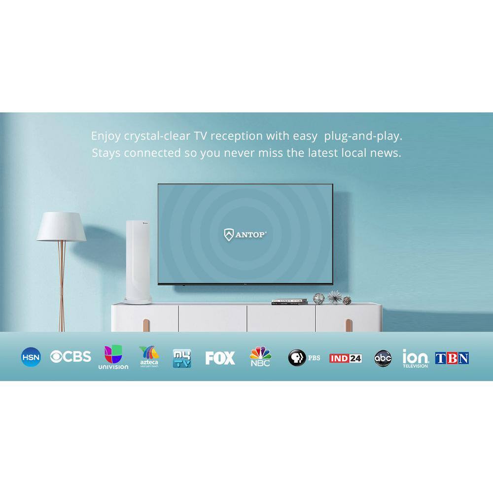 Antop Flat-Panel Smartpass Amplified IndoorOutdoor Digital HDTV Antenna with High Gain AT-401B