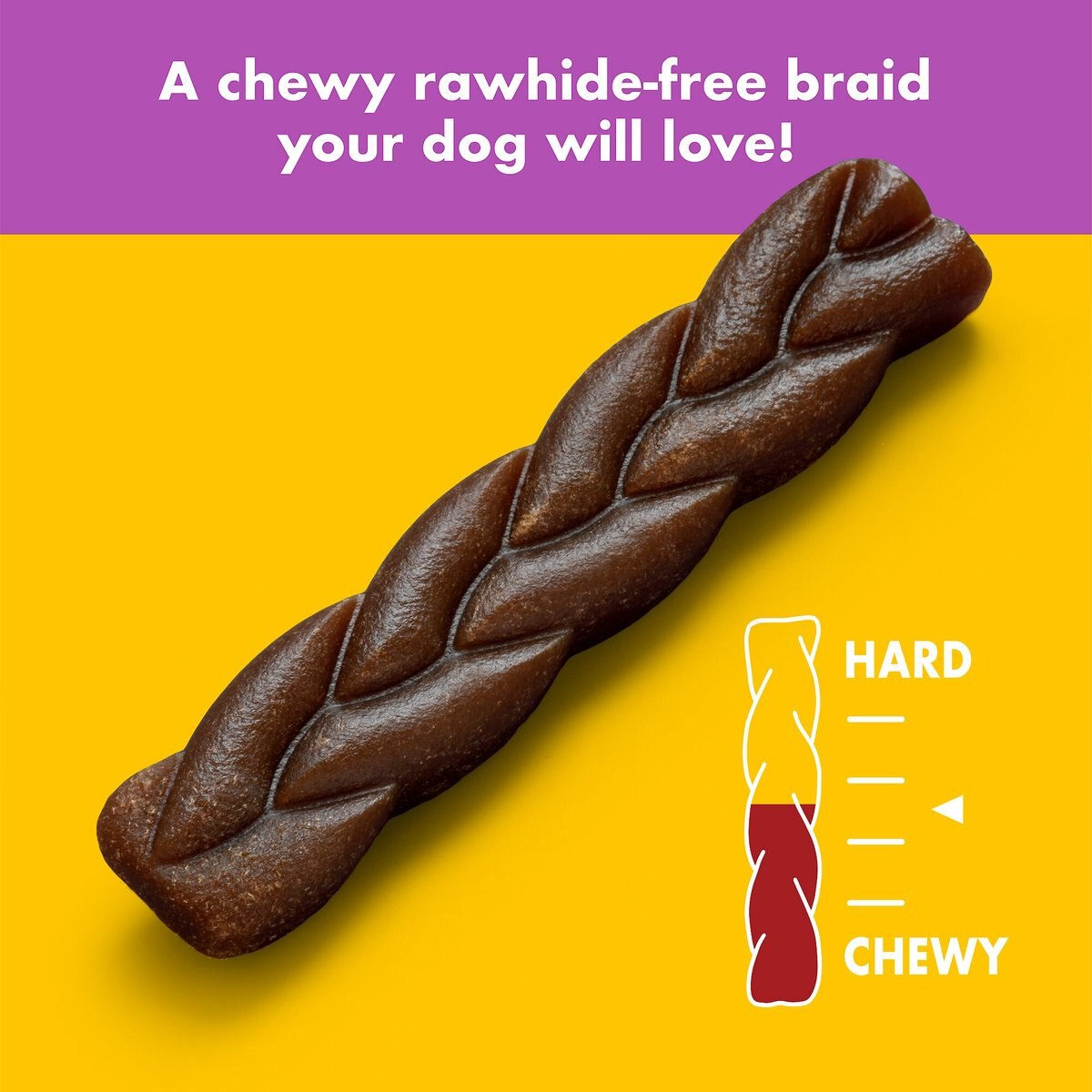 Chewsday Bacony Sizzle Chew Braids Rawhide-Free Dog Hard Chews， 7 count， Small