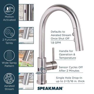 Speakman Neo Single Handle Touchless Pull Down Sprayer Kitchen Faucet in Matte Black SBS-1042-MB